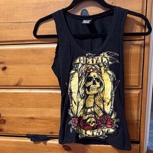 Metal Mulisha Black and Gold Skull Tank Top